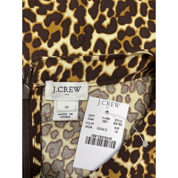 J Crew Animal Print Cheetah Crepe Long Sleeve Shift Dress sz 12 NEW - Picture 4 of 8